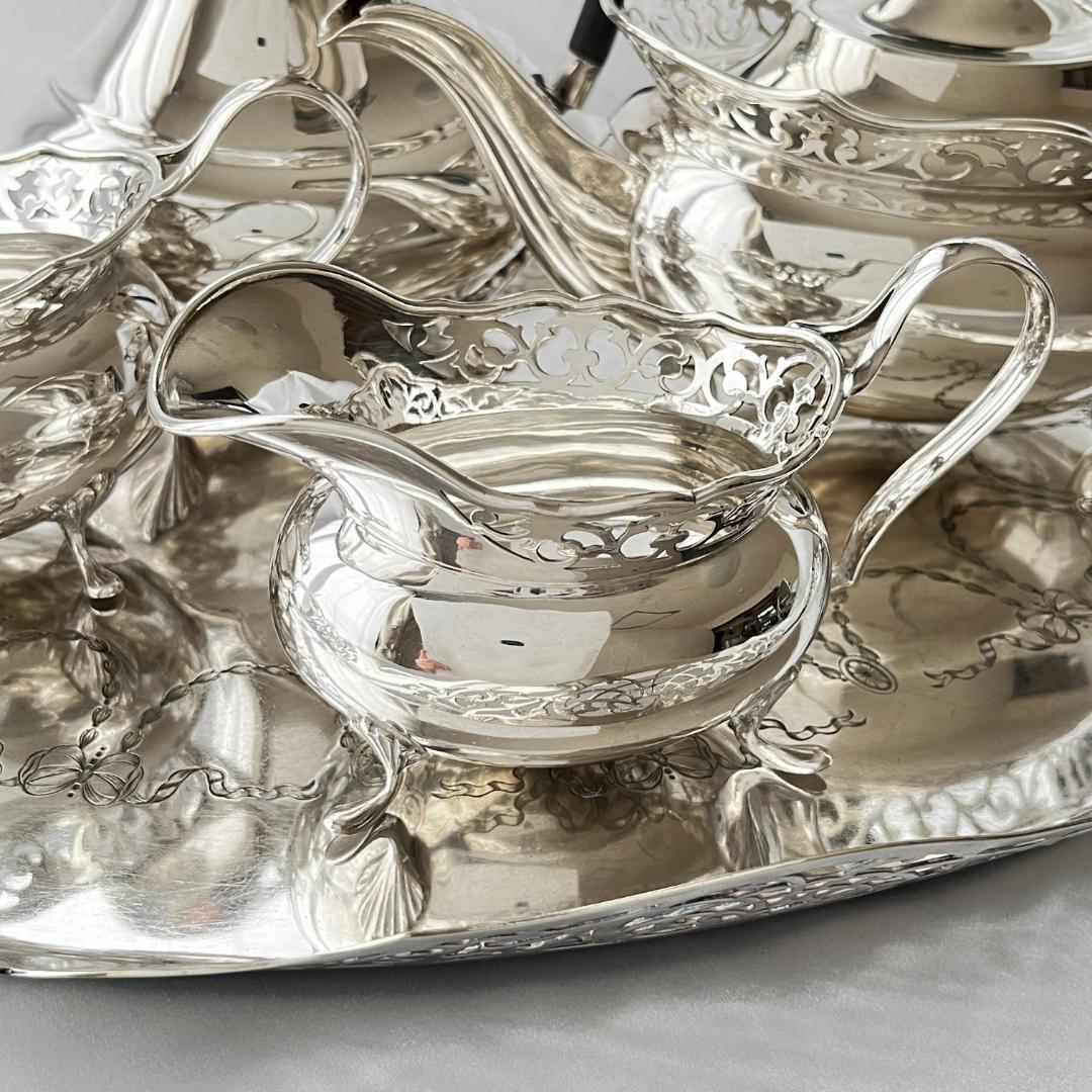 【Watson & Gillott】透かしのティーサービス 5点　トレー