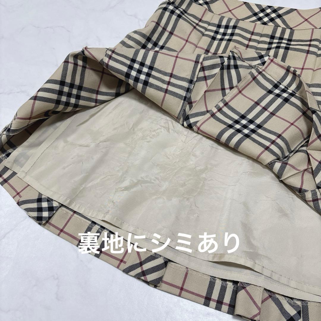 バーバリーロンドン ウール100% ノバチェックプリーツスカート 40 ひざ丈