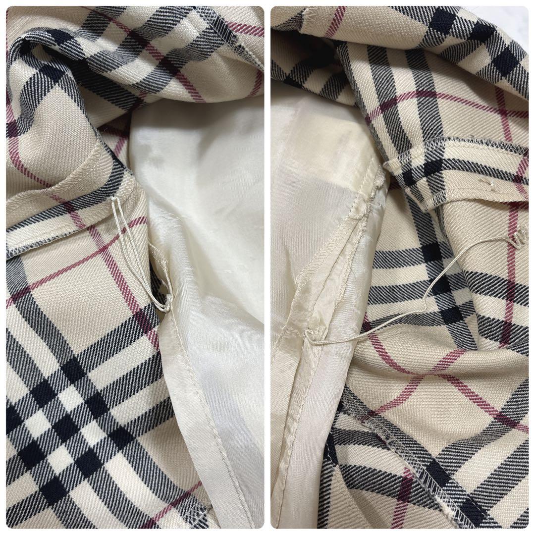 バーバリーロンドン ウール100% ノバチェックプリーツスカート 40 ひざ丈