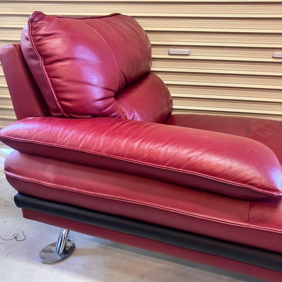 北欧レトロ レザーカウチソファー ソファーベッド アームチェア レッドビンテージ
