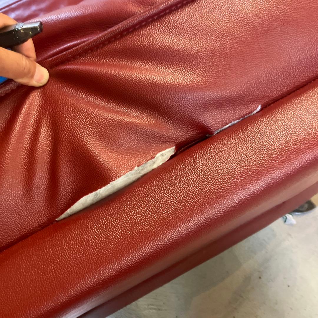 北欧レトロ レザーカウチソファー ソファーベッド アームチェア レッドビンテージ