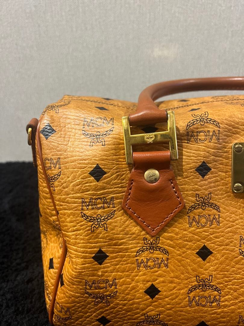 MCM オレンジ レザーボストンバッグ