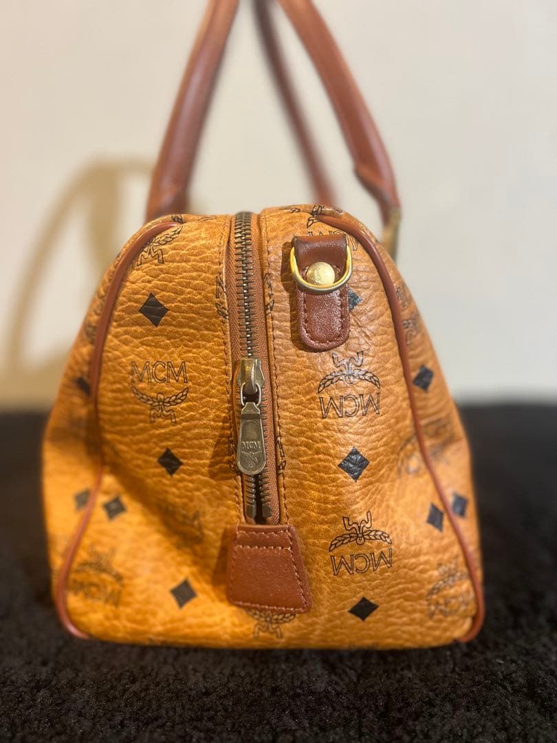 MCM オレンジ レザーボストンバッグ