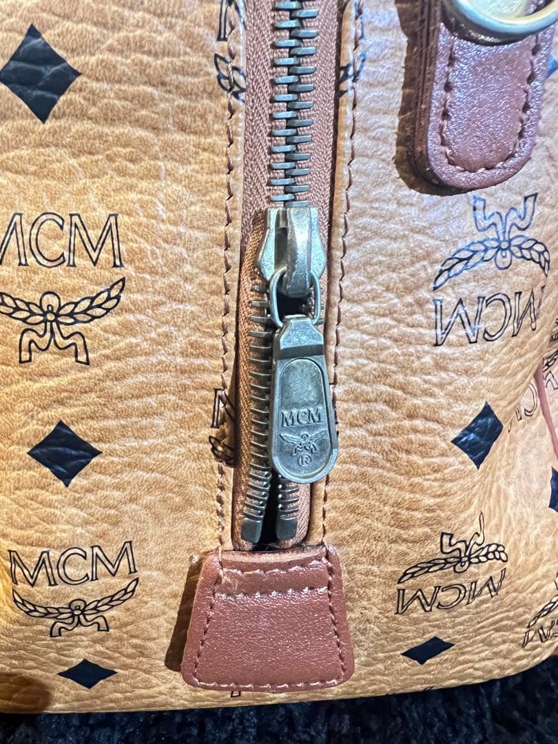 MCM オレンジ レザーボストンバッグ
