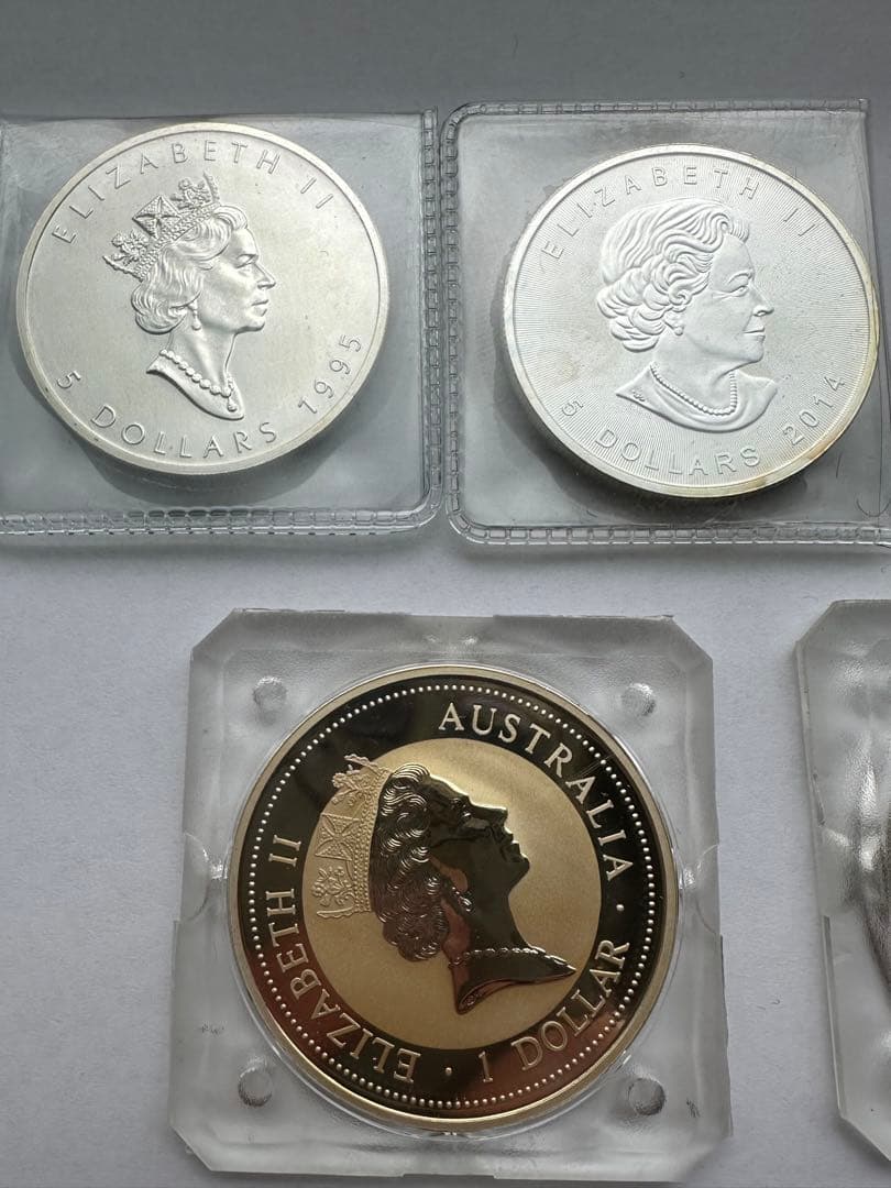 純銀　カナダ銀貨　オーストラリア銀貨　1OZ 9999純銀　銀貨5枚　希少
