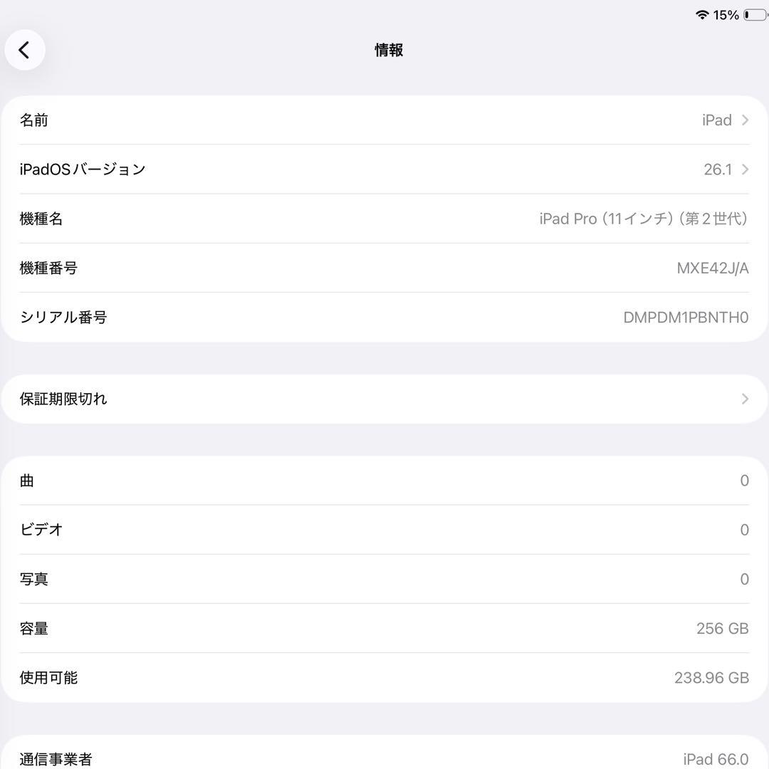 iPad Pro 11インチ (第2世代) 256GB