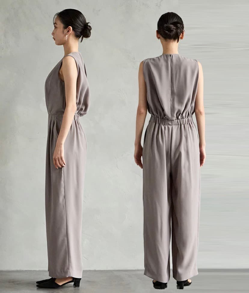 【未使用品】エメ ストレートパンツオールインワン パンツドレス 9 グレー