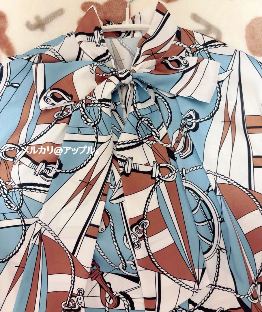 新品タグ有★最終値下げ★ルルウィルビー マリーナプリント ブラウス　2025SS