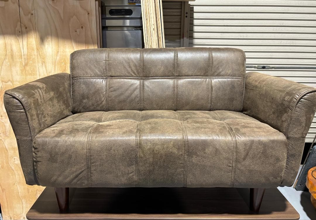 さあラブソファ ヴィンテージレザー調 アロンザ ウッドフレーム 二人掛け