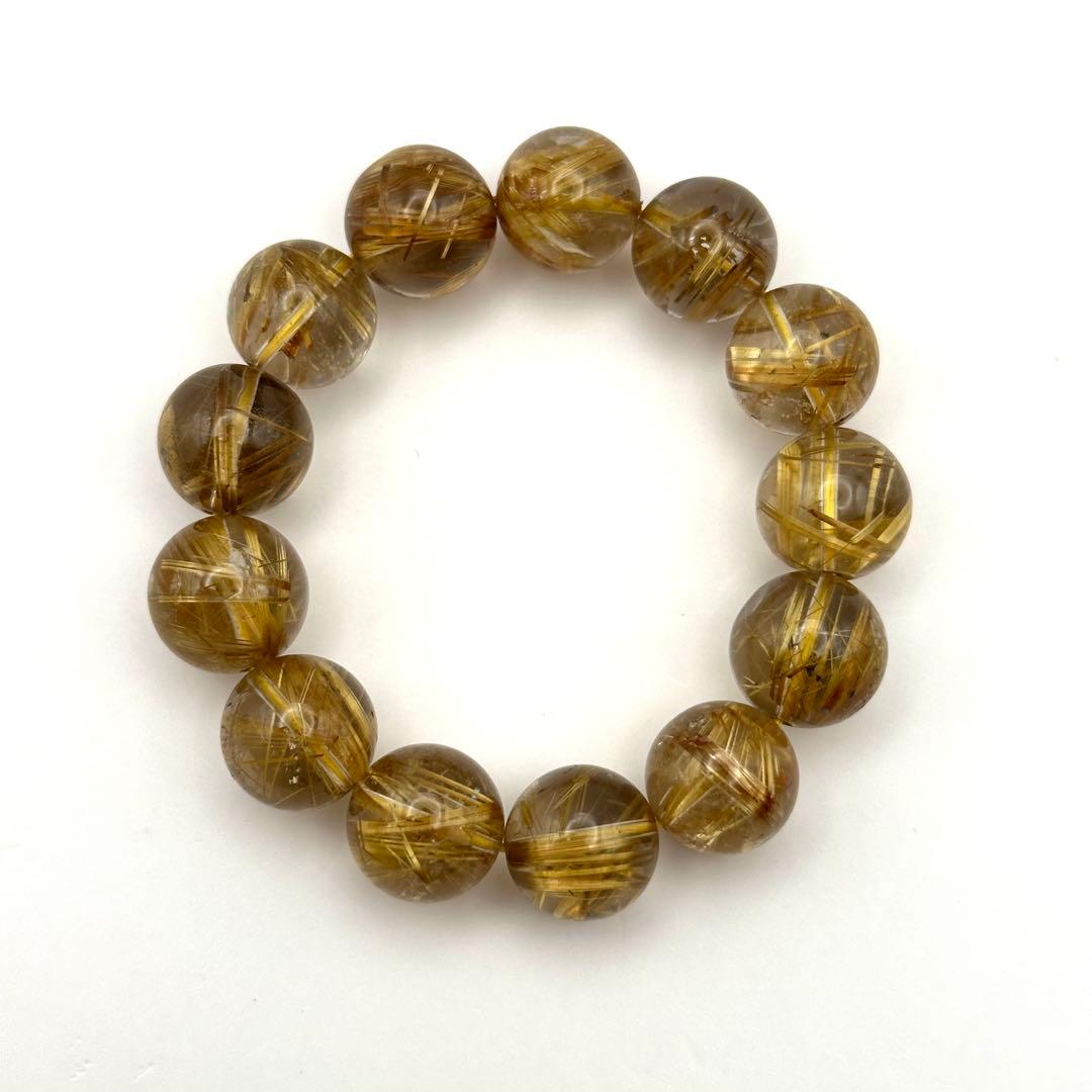 大玉ゴールドルチルクォーツ ブレスレット 約14mm