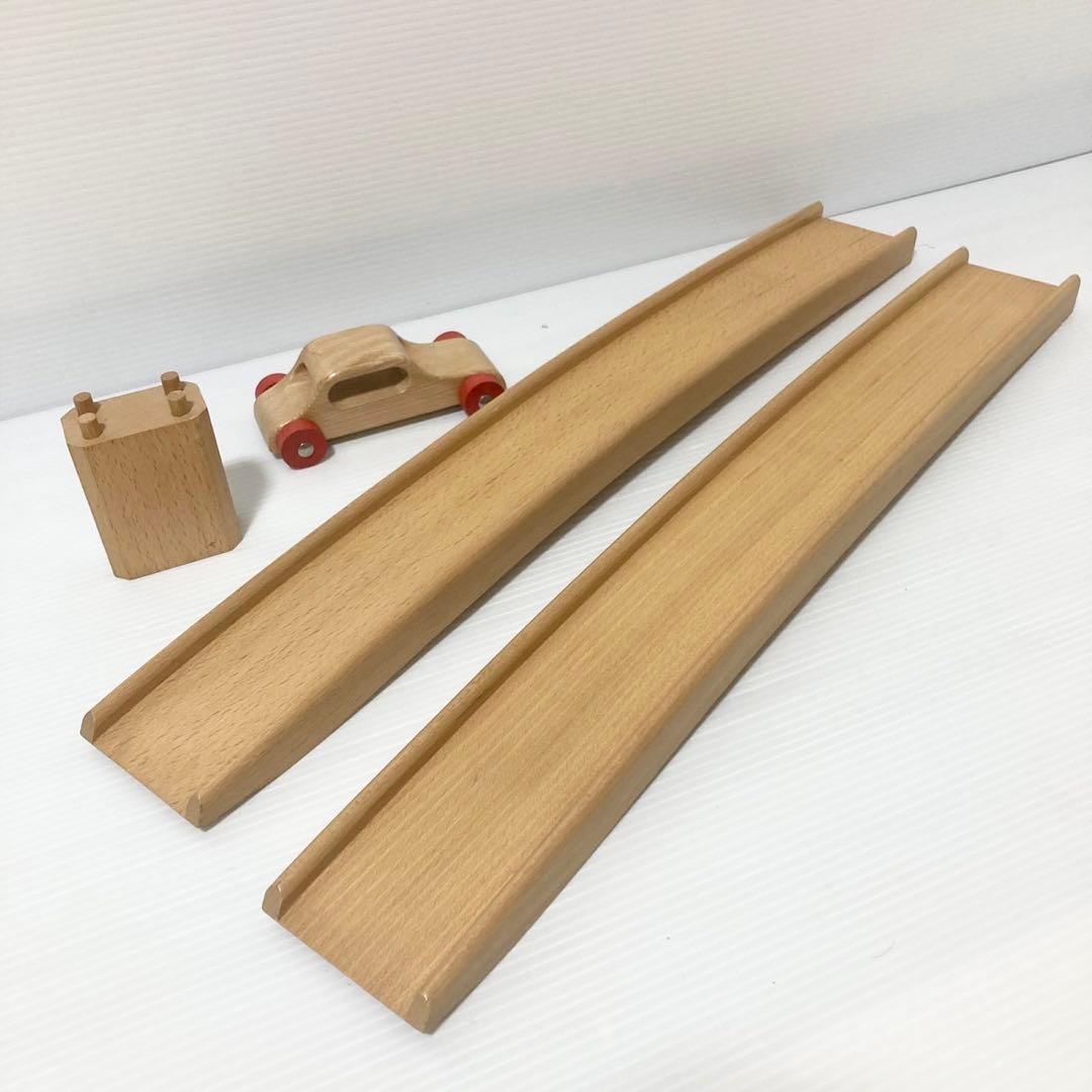 デュシマ社 木製 赤いカー 白木 デュシマ鉄橋 知育玩具