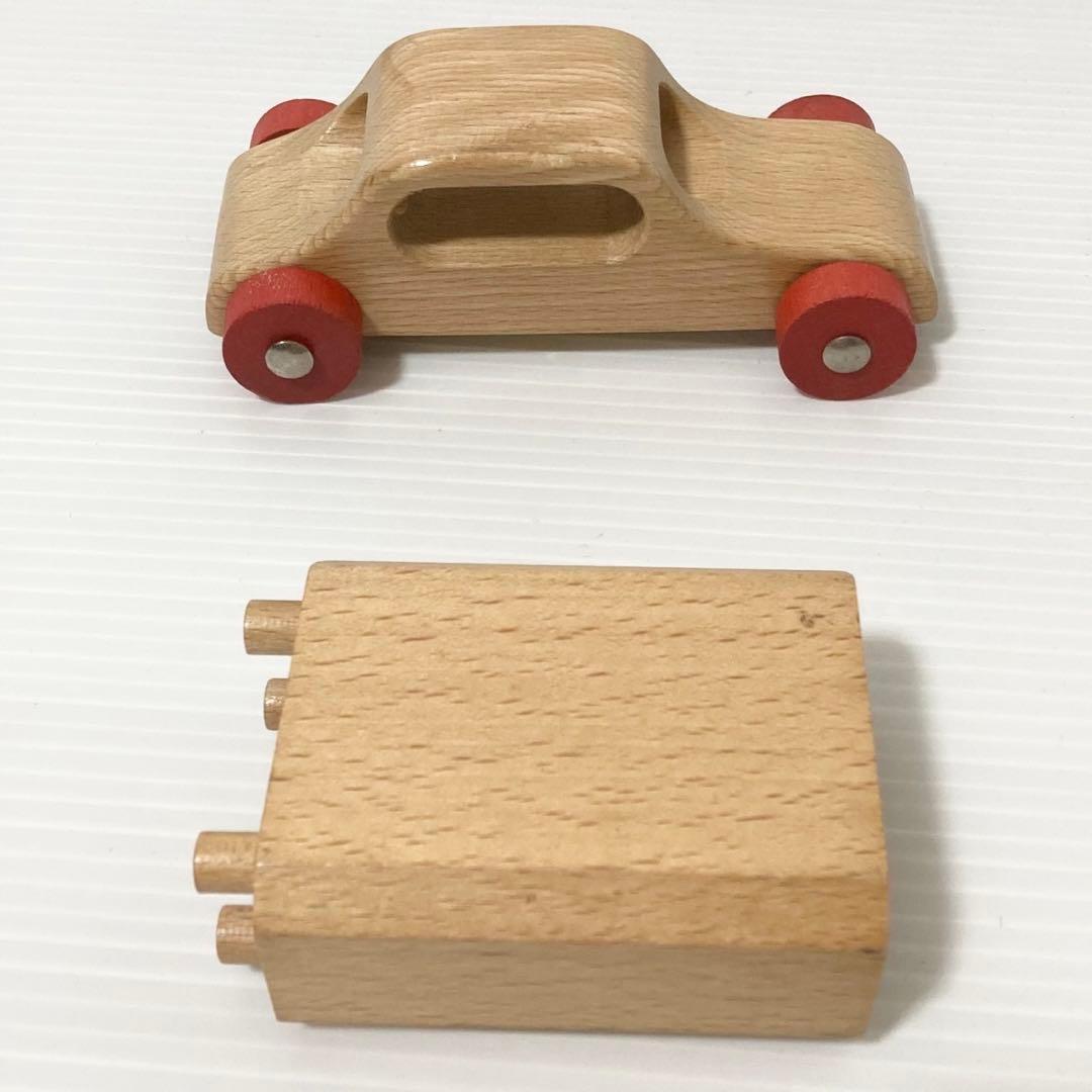 デュシマ社 木製 赤いカー 白木 デュシマ鉄橋 知育玩具