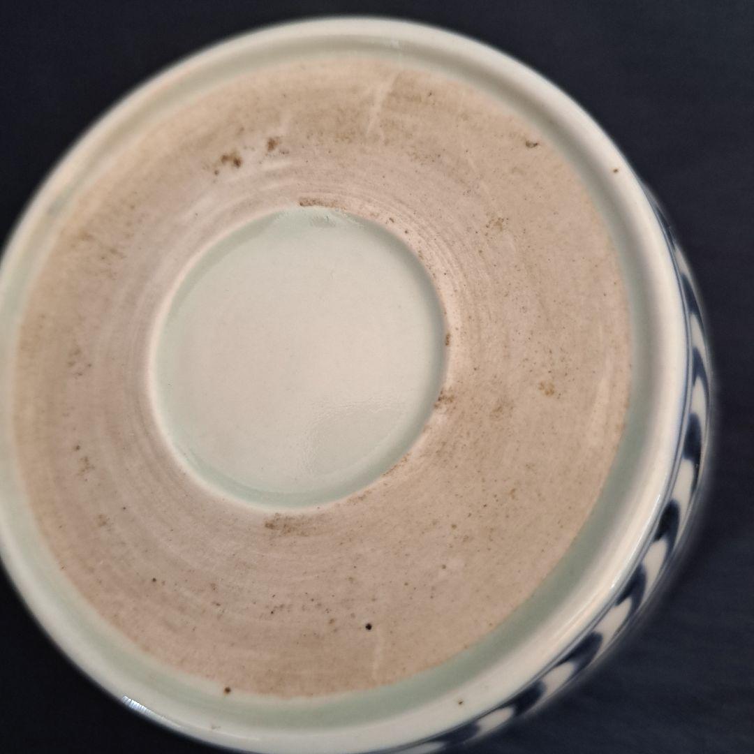 「新春に 松竹梅のそば猪口！①」 古伊万里染付猪口(直径10cm) 骨董アンティ