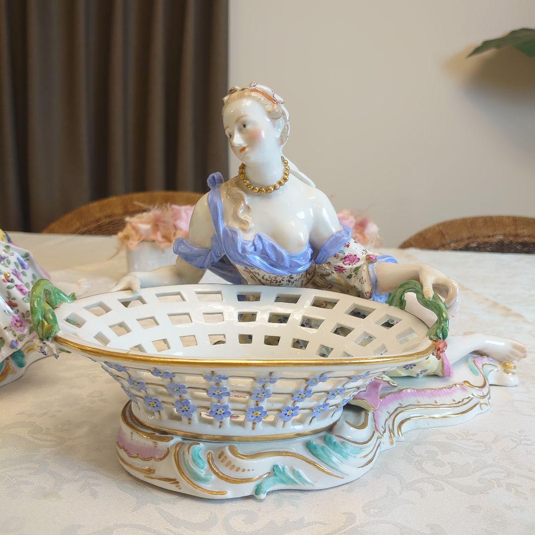 マイセン　大型　ポプリボウル　ペア　貴婦人　貴公子