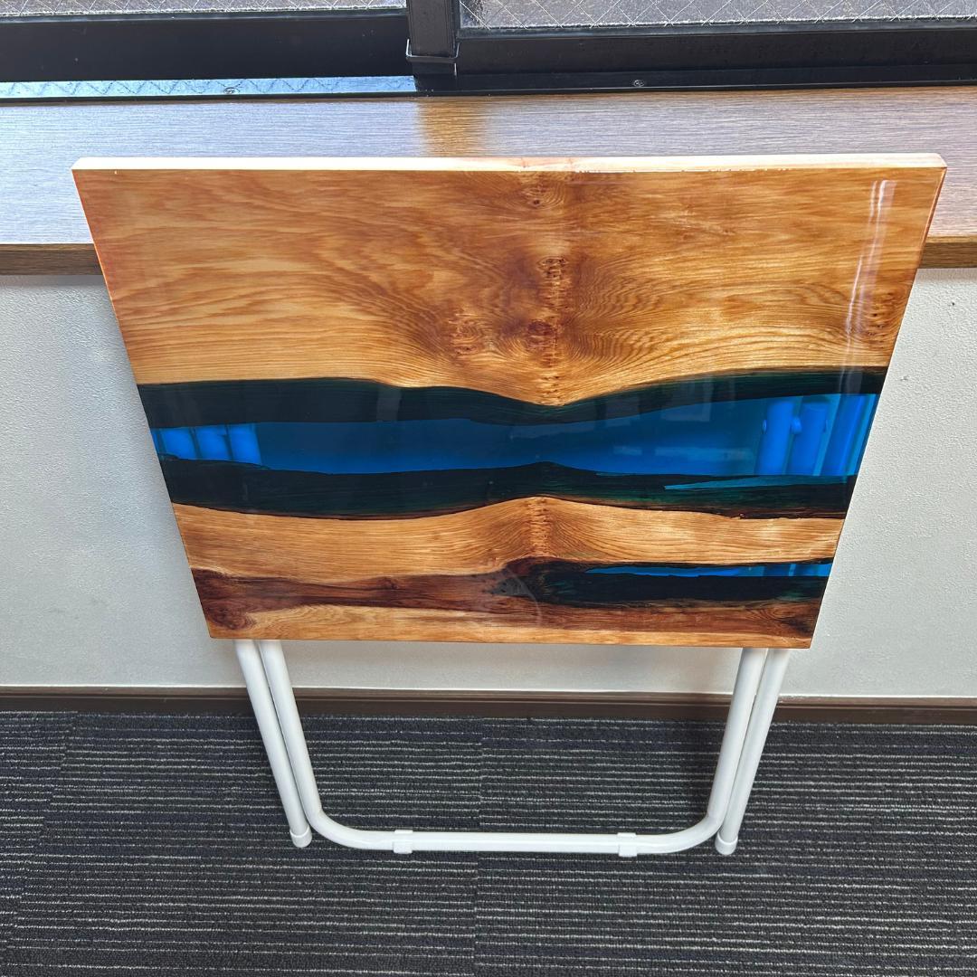 サイドテーブル アイアン 無垢 木製 おしゃれ リバーレジン 折り畳みテーブル