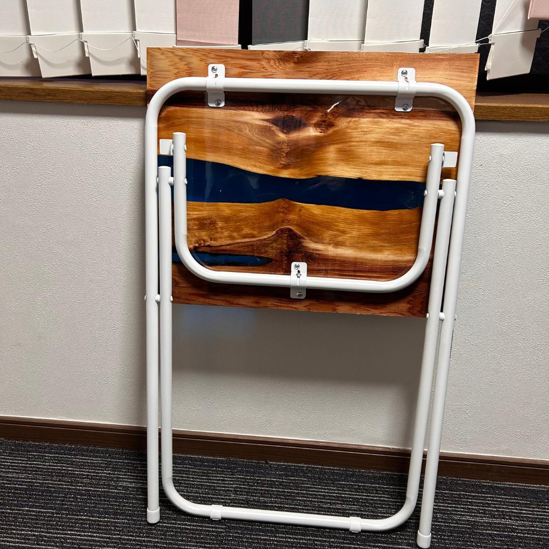 サイドテーブル アイアン 無垢 木製 おしゃれ リバーレジン 折り畳みテーブル