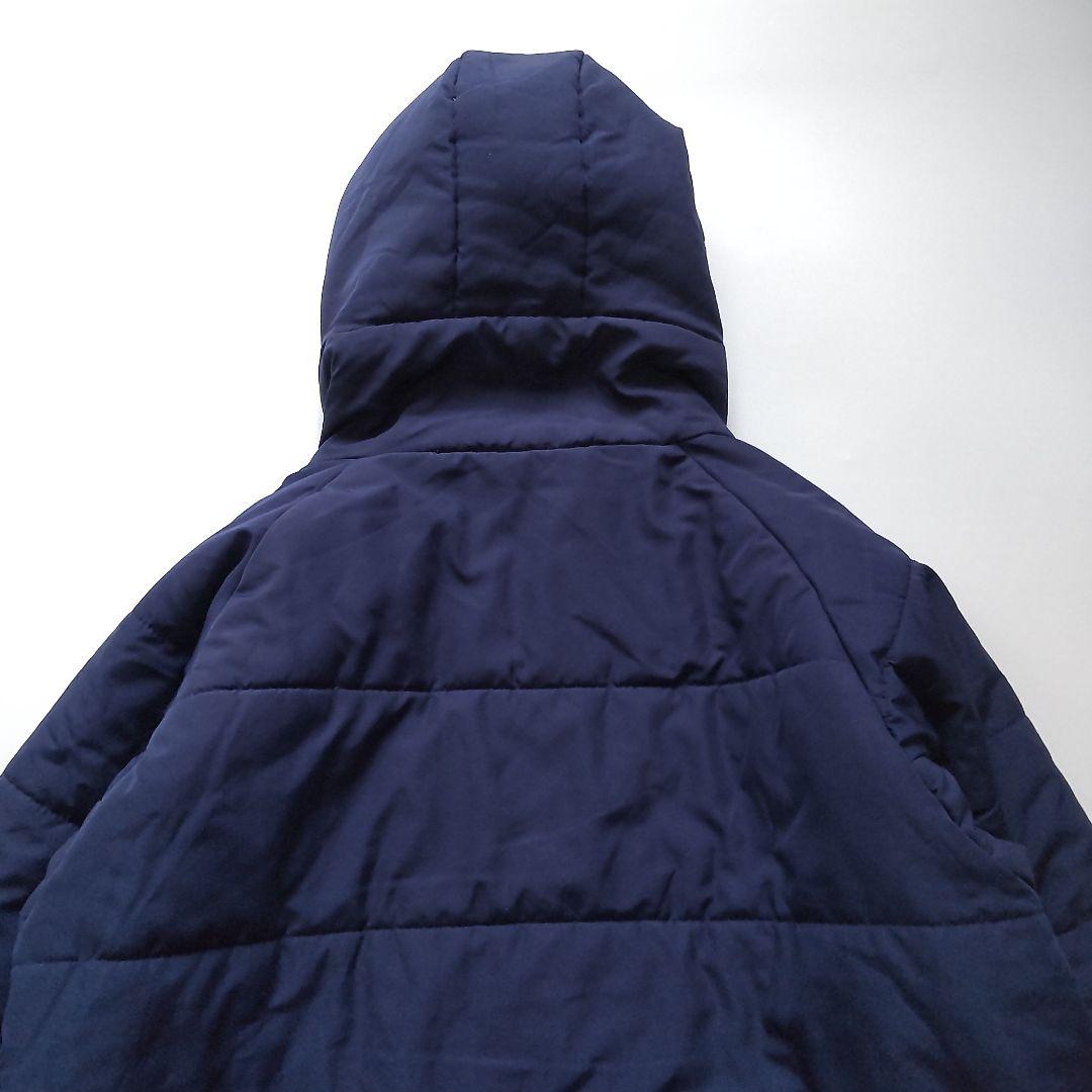 美品 ニューバランス フード ロゴ ロング ベンチコート ジャケット ネイビーM