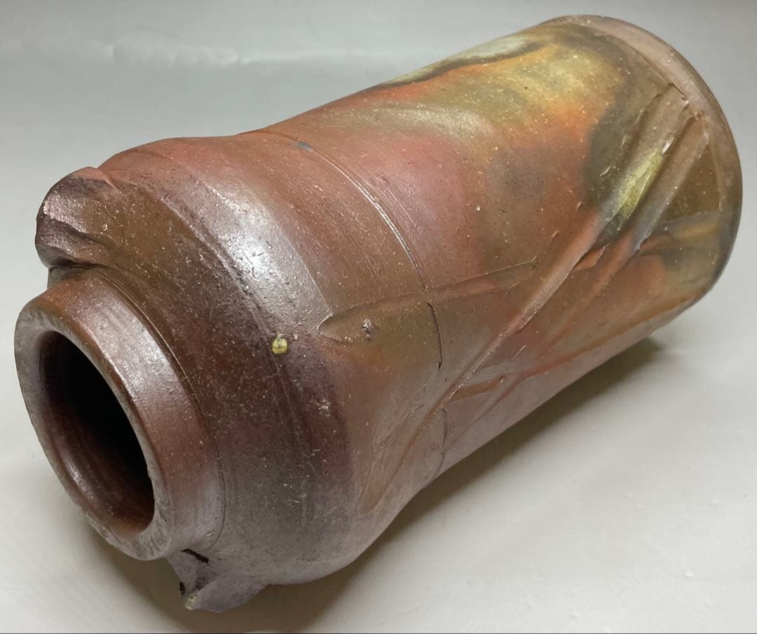 人間国宝　藤原雄　備前花入　耳付花入　備前焼　共箱　共布　栞　P5