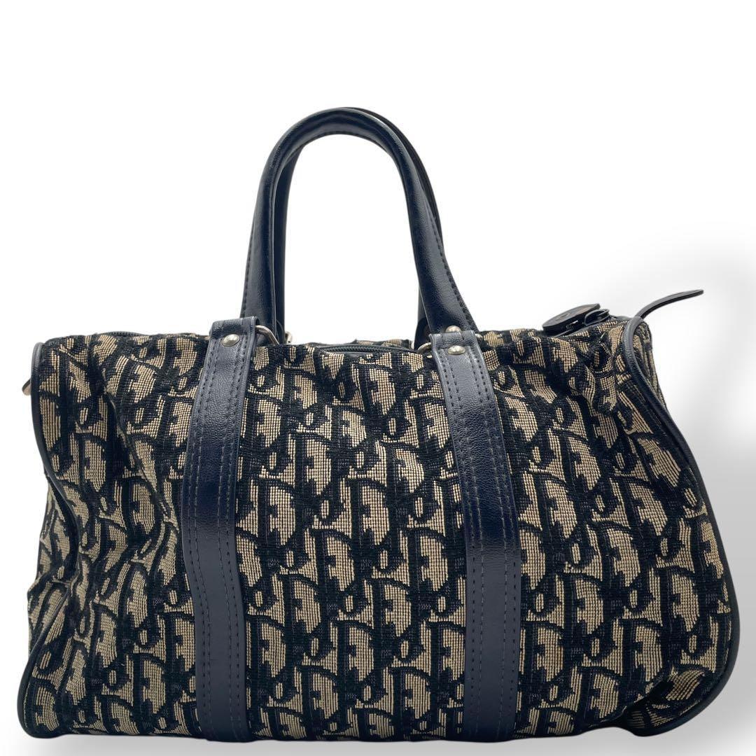 良品 Christian Dior ミニボストンバッグ キャンバス トロッター