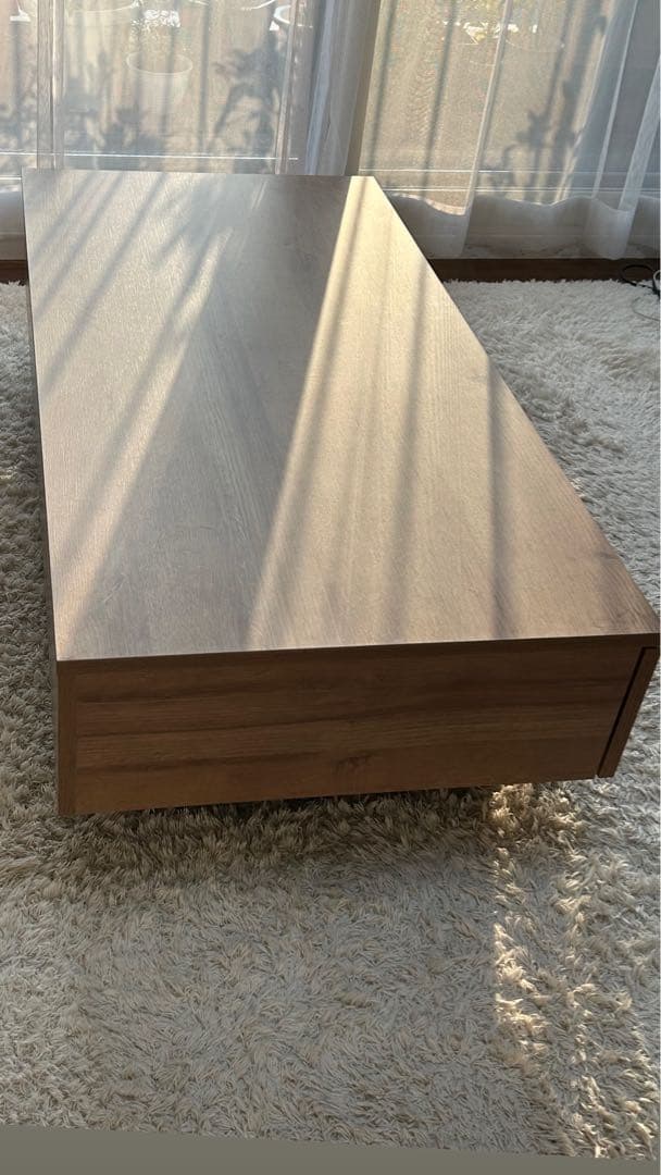 深型引き出し2つ付きナチュラルウッドテーブル