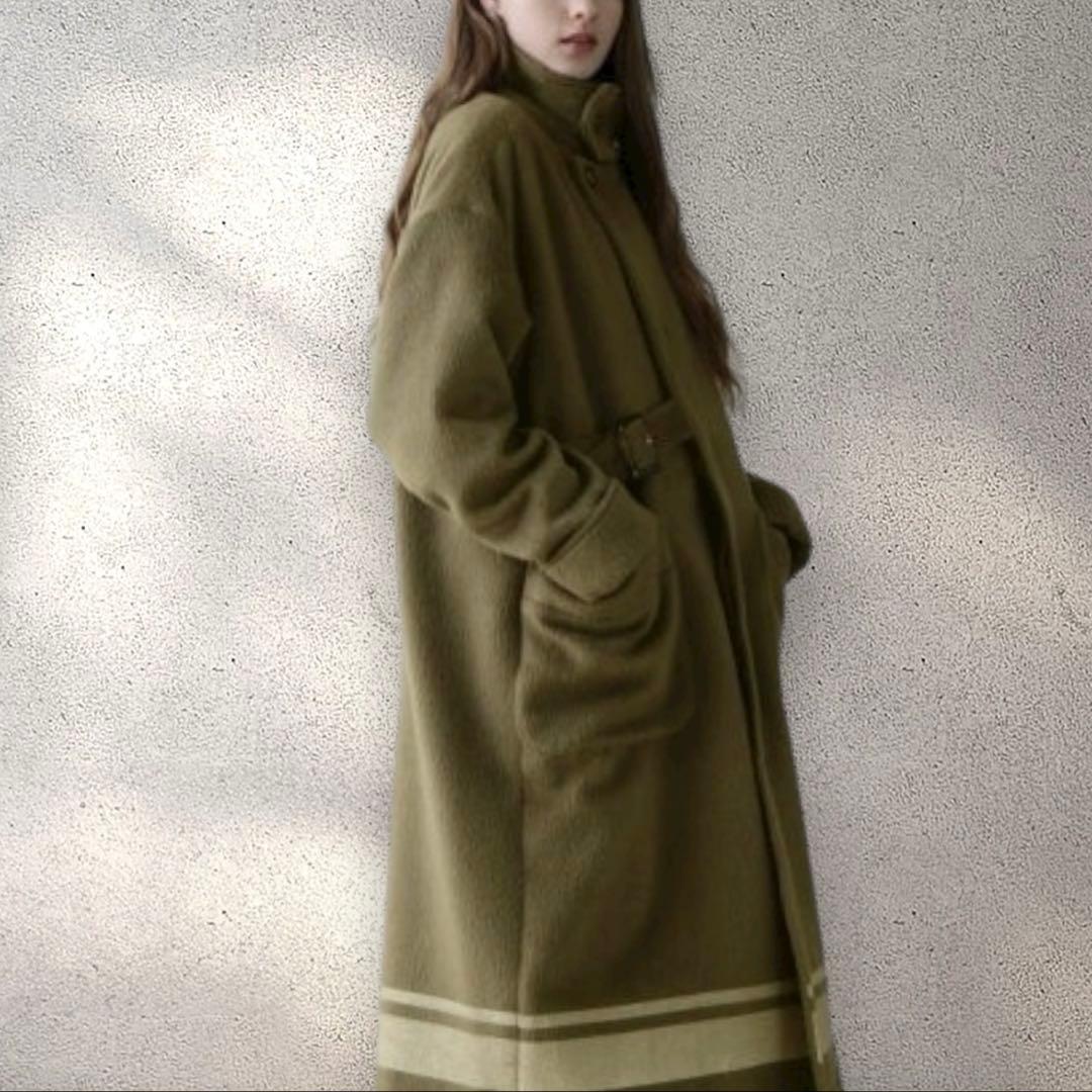 【美品］AVIREX　アヴィレックス　スライバーニット ロングコート　ミリタリー