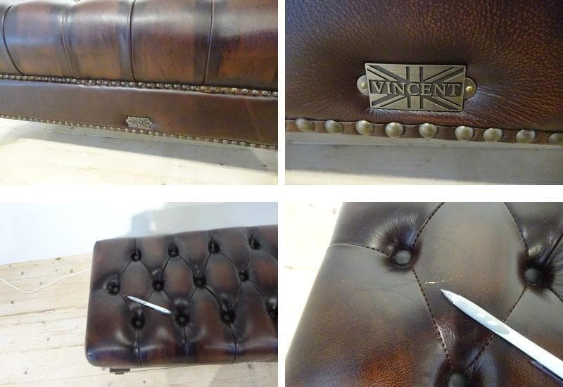 VINCENT/ヴィンセント　ロングスツール　本革　英国ヴィンテージ