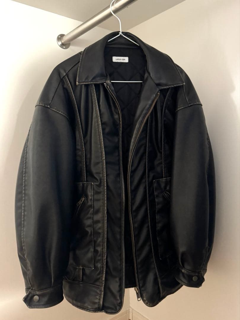 LAGUA GEMフェイクレザーヴィンテージジャケット BLK