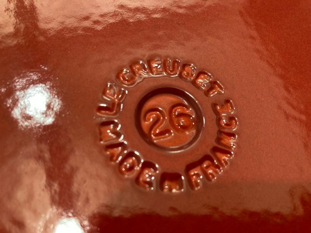 ル・クルーゼ　グリルパン　丸型　チェリーレッド　アメリカ購入　稀少デザイン　美品