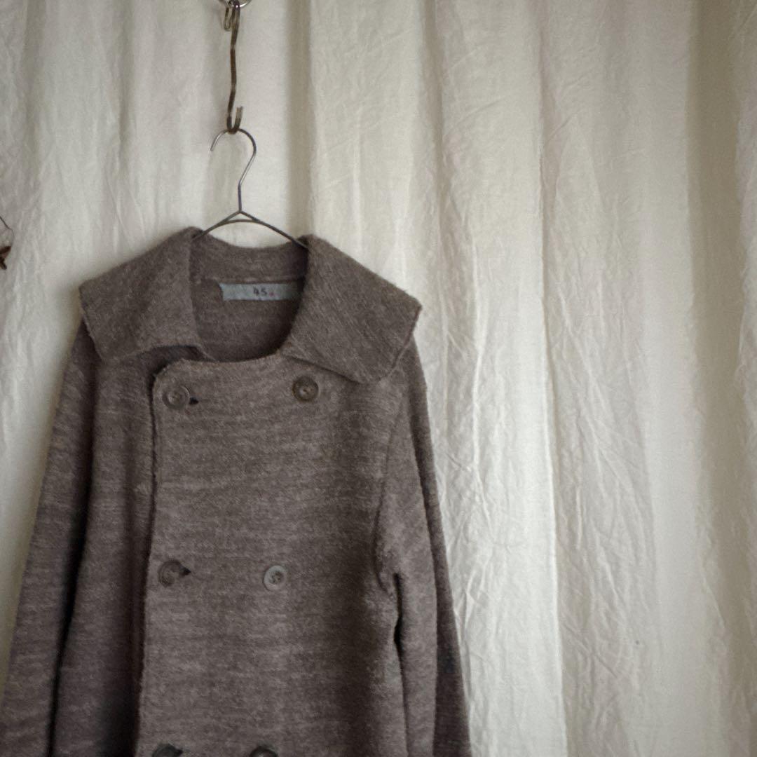 レア 45R アルパカウール ダブルボタン ロングコート SIZE3
