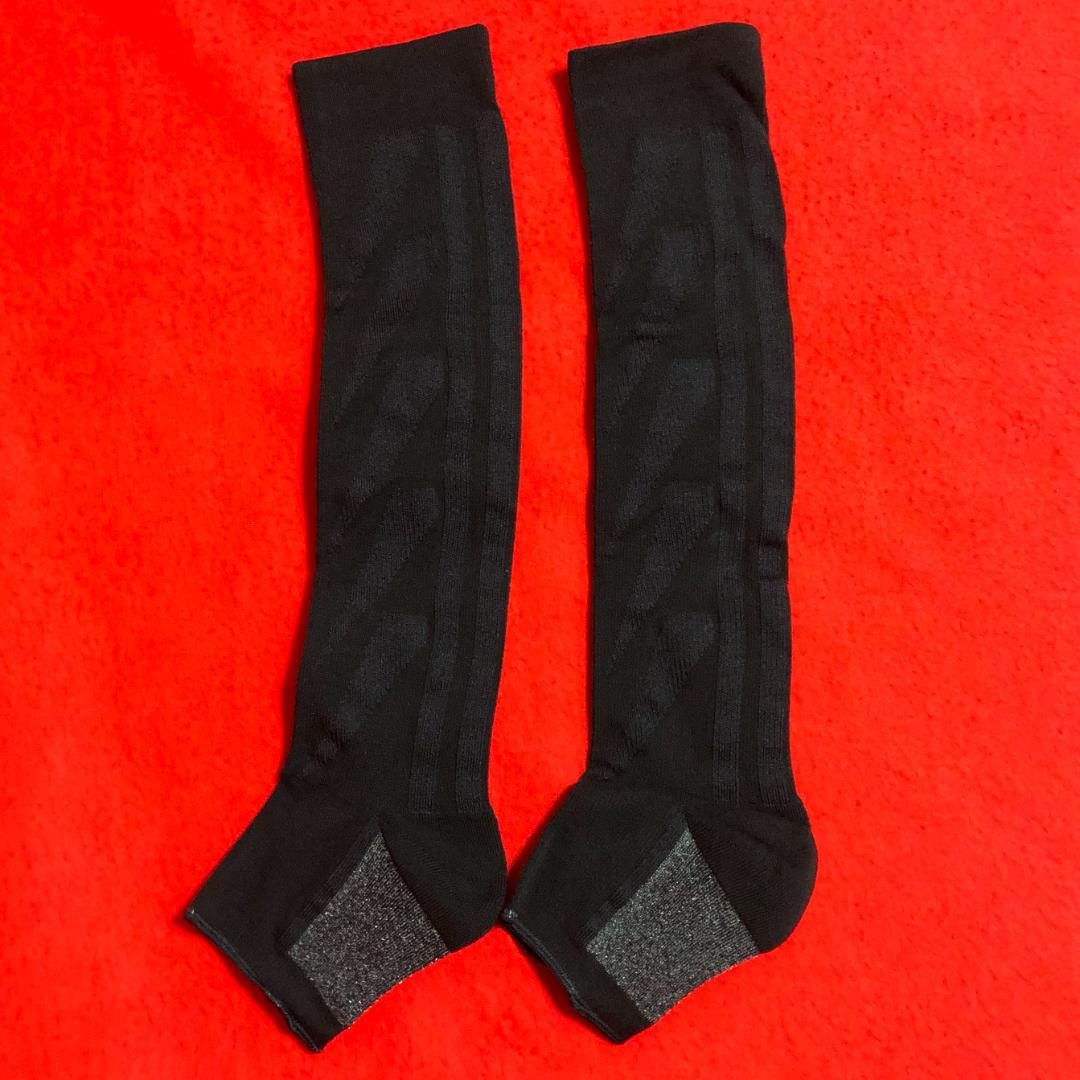 ムクミキュアリンパマッサージソックスオープントゥタイプ：S～Mサイズ／ブラック