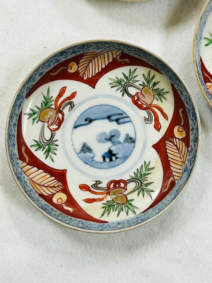 江戸時代？古伊万里　色絵小皿　5枚　1枚カケあり