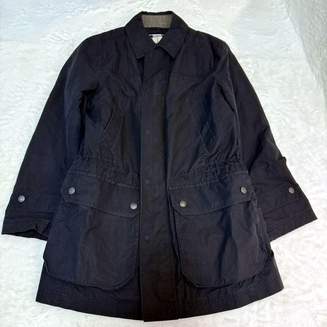 美品✨バーバリー　ステンカラーコート　ノバチェック　ブラック　XLサイズ