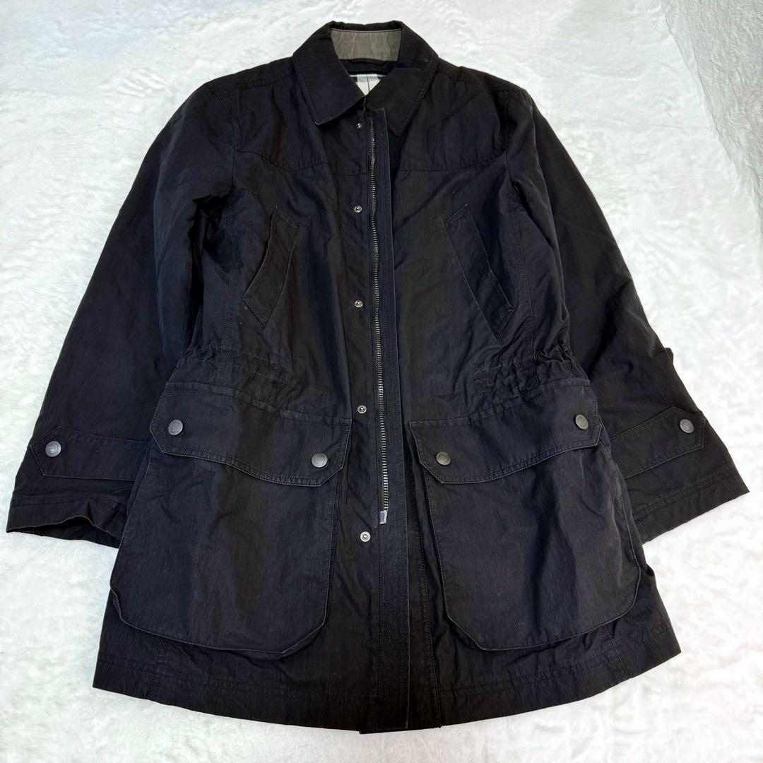 美品✨バーバリー　ステンカラーコート　ノバチェック　ブラック　XLサイズ