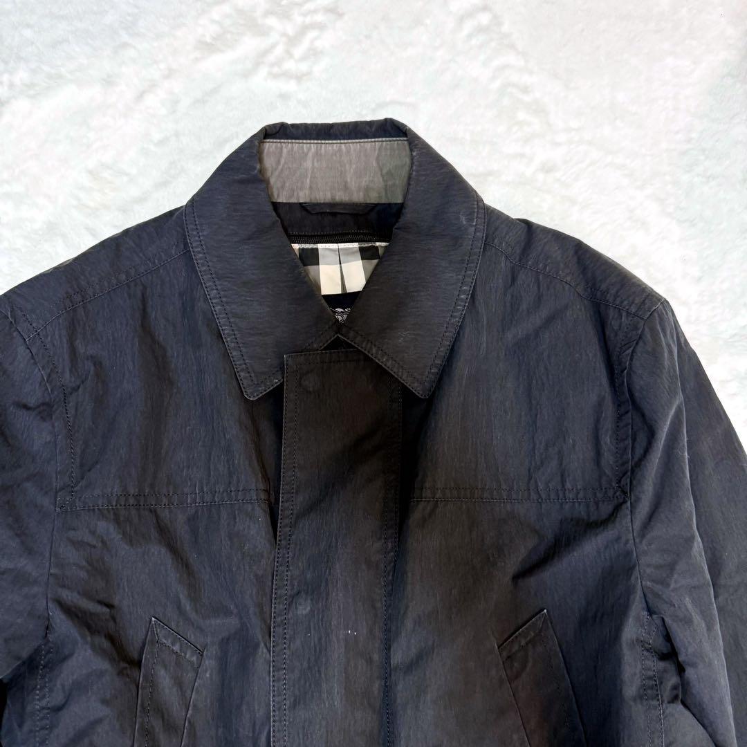 美品✨バーバリー　ステンカラーコート　ノバチェック　ブラック　XLサイズ