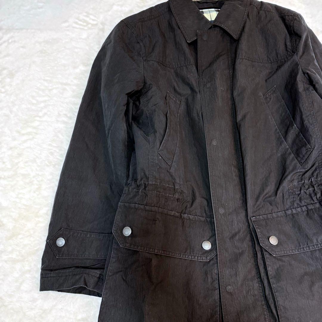 美品✨バーバリー　ステンカラーコート　ノバチェック　ブラック　XLサイズ