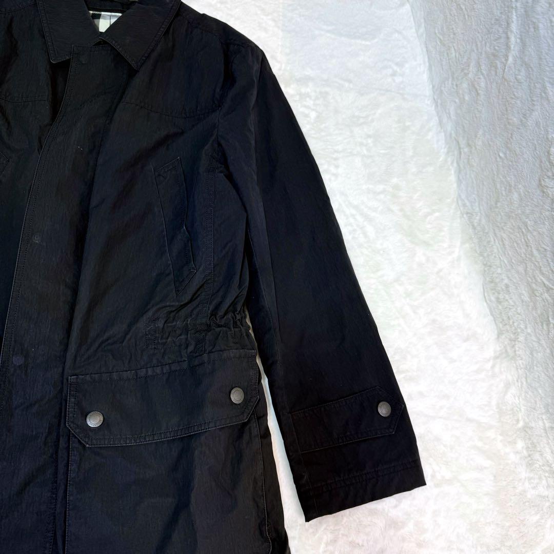 美品✨バーバリー　ステンカラーコート　ノバチェック　ブラック　XLサイズ