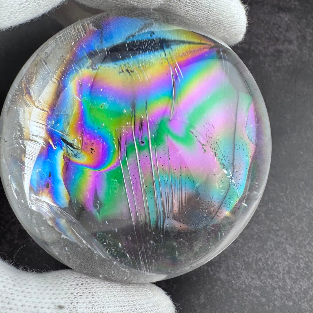 M-26虹入り水晶丸玉　水晶スフィア　天然石　クリスタル　アイリスクォーツ