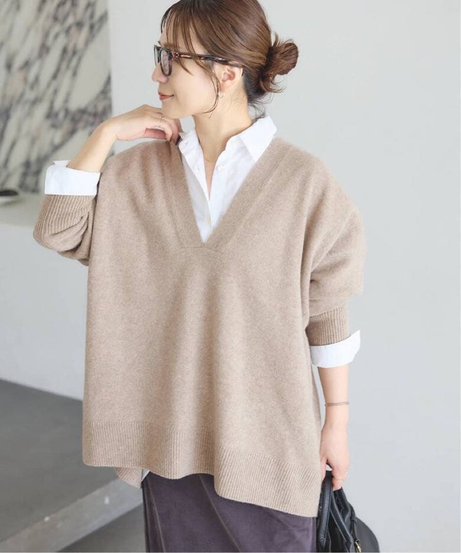 MUSIC DEEP V ルーズプルオーバー ベージュ