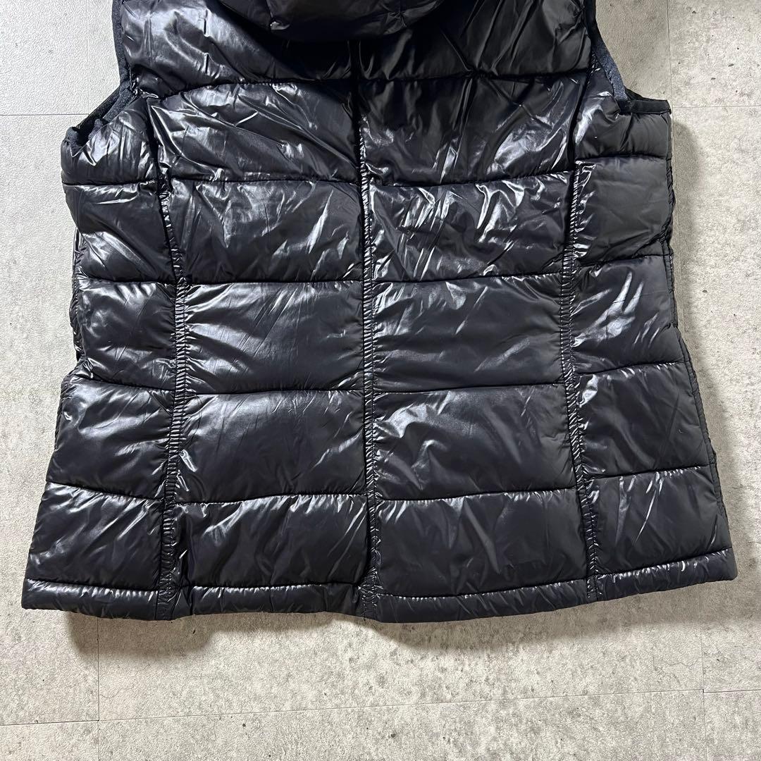 GAP ギャップ ダウンベスト フード ファー 黒 光沢 Y2K 平成ギャル