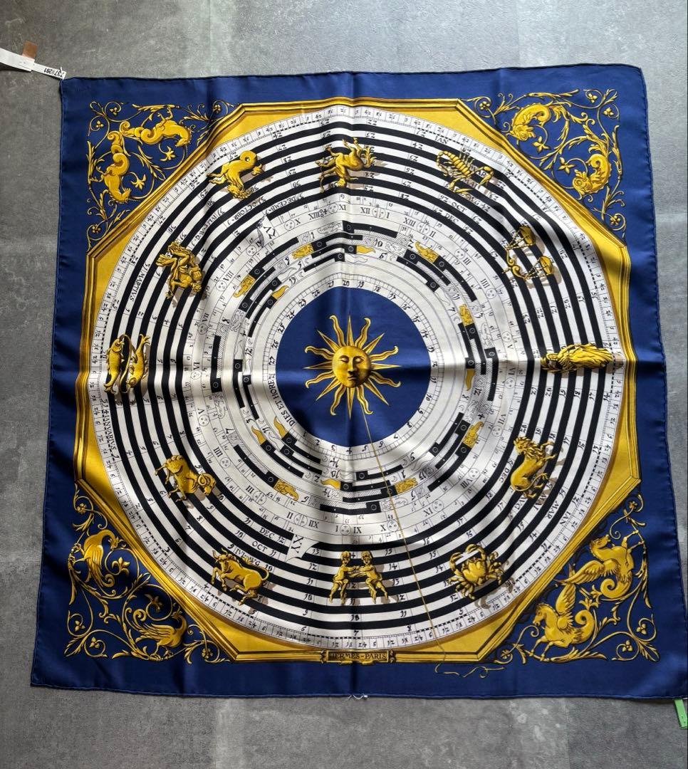 エルメス カレ90 シルク スカーフ ネイビーAstrologie 占星術