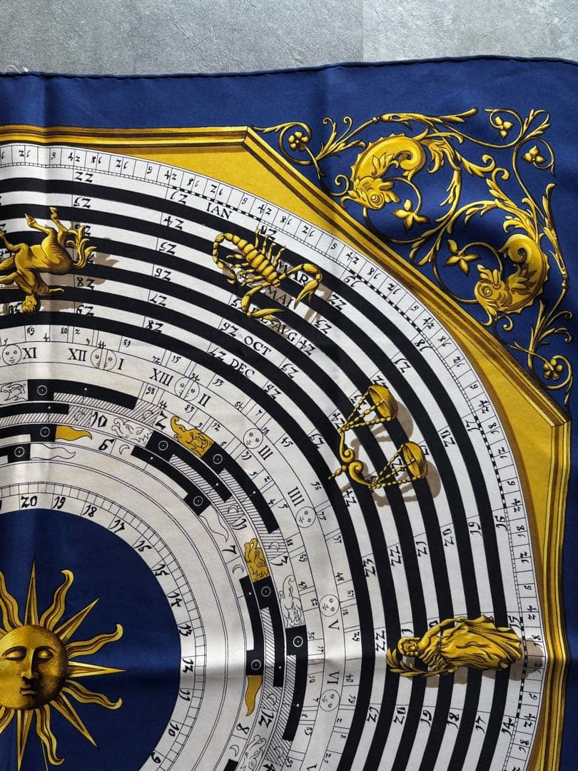 エルメス カレ90 シルク スカーフ ネイビーAstrologie 占星術