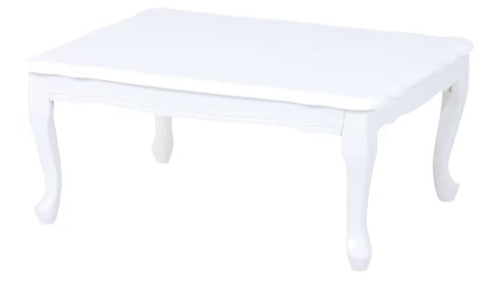 萩原 テーブル ローテーブル フェミニン 折りたたみ ホワイト 猫脚 つ357