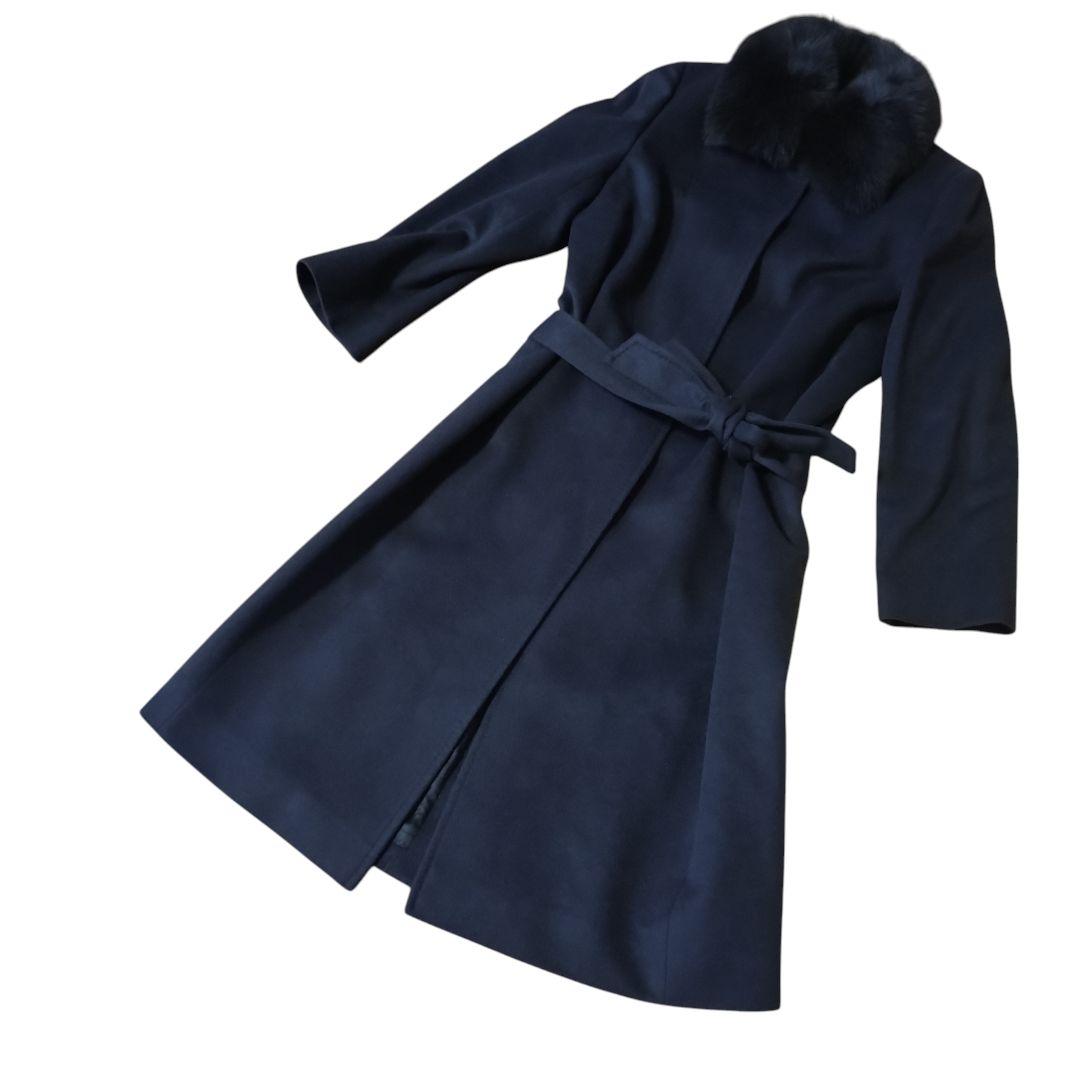 【カシミヤ100% ブルーフォックス】 I'hiver ロングコート ベルト付き