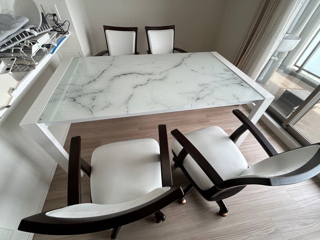 最終価格　ニトリ　伸長式　ダイニングテーブル　160 200 大理石　エスペルト