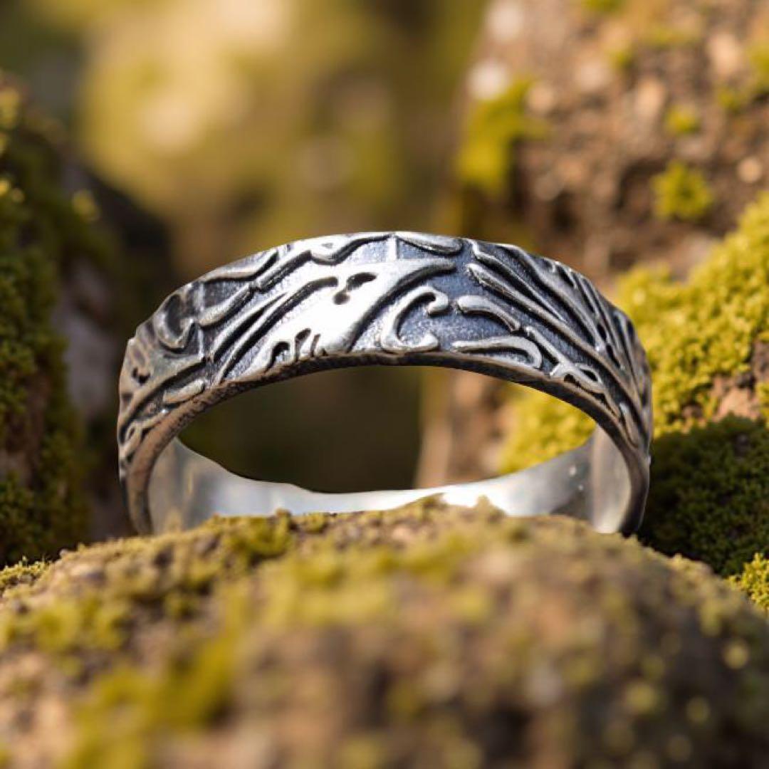 シルバー925リング、 彫刻模様 ユニセックス指輪、結婚、婚約、記念日の贈り物