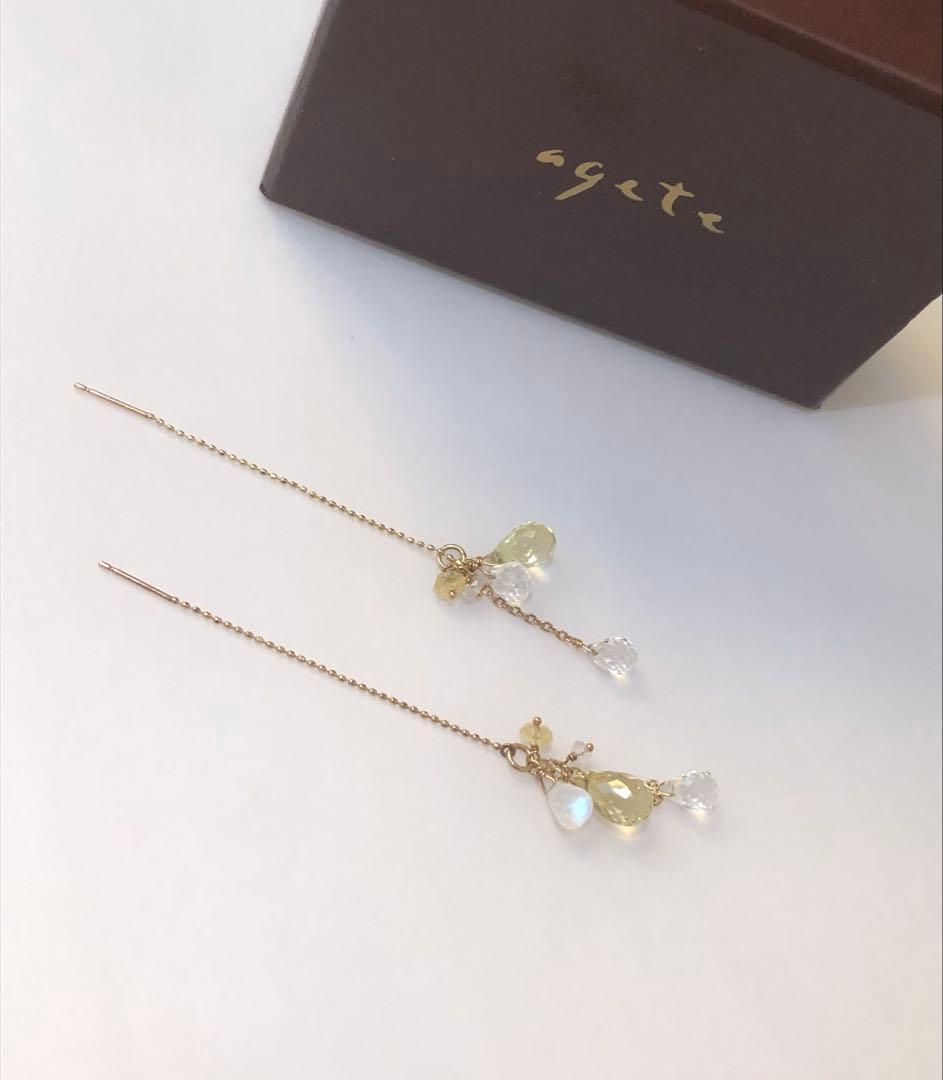 アガットagete k10天然石ピアス　アメリカン ピアス　10金