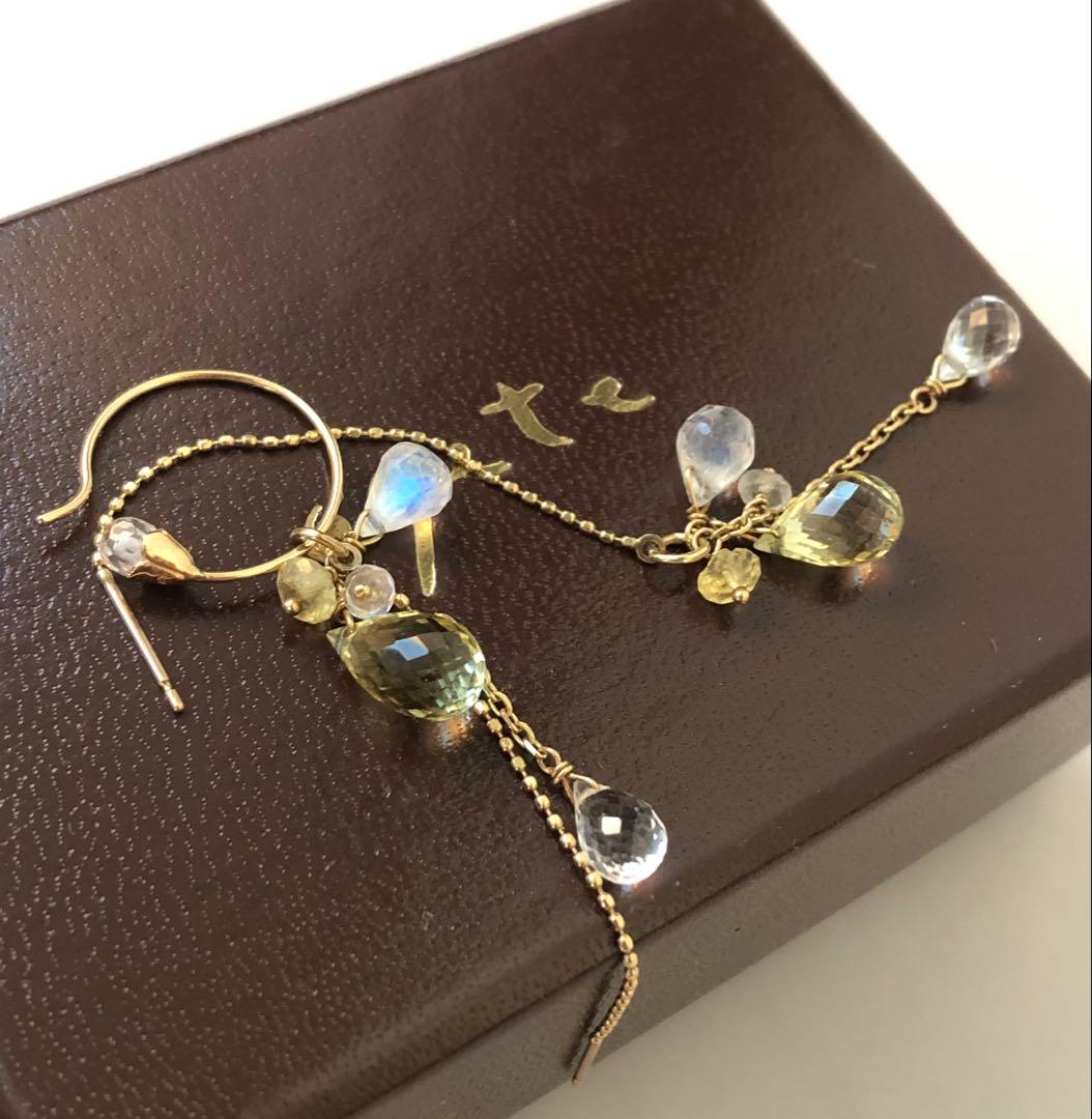 アガットagete k10天然石ピアス　アメリカン ピアス　10金