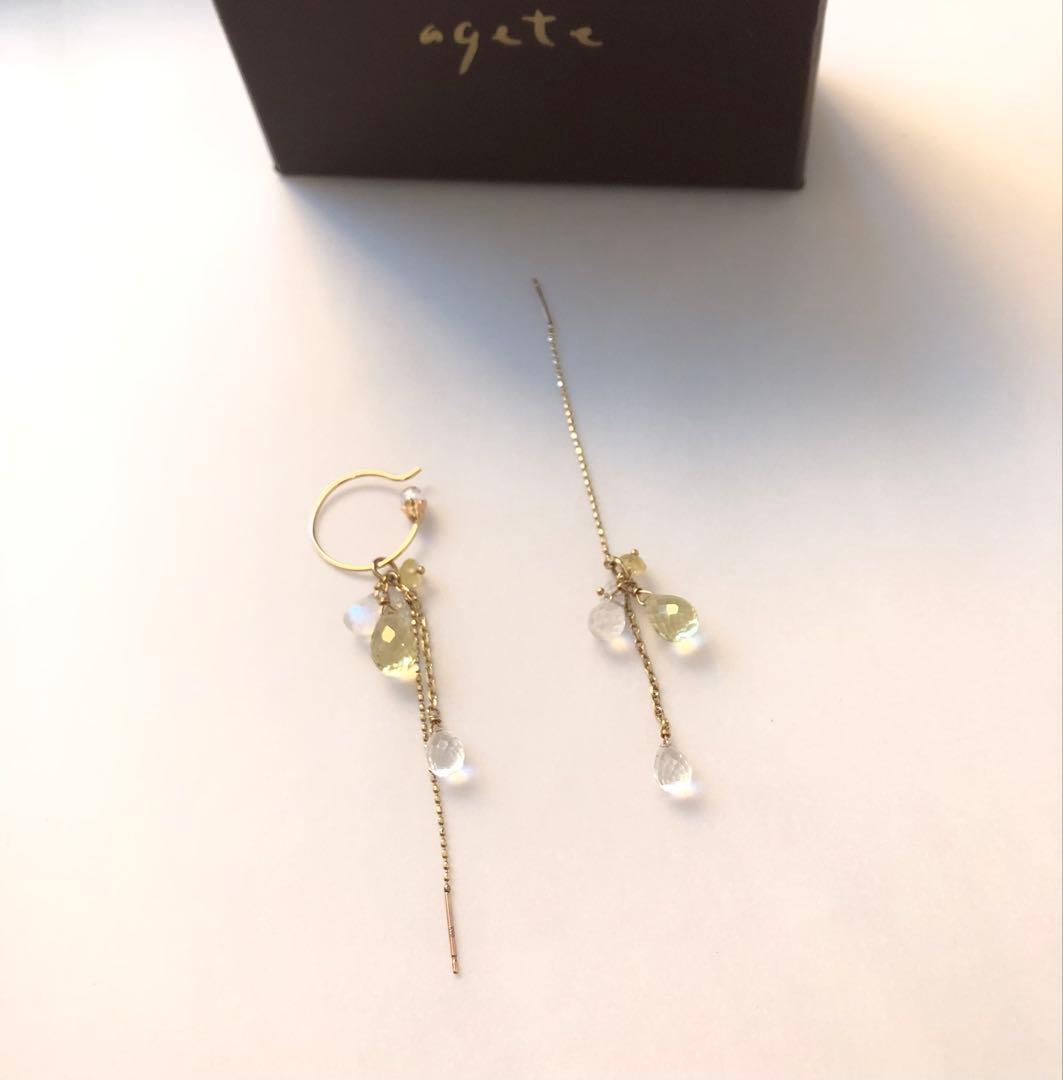 アガットagete k10天然石ピアス　アメリカン ピアス　10金