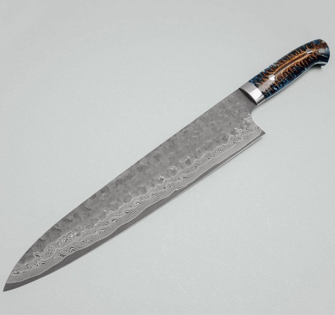 佐治武士　クロス槌目　黒打ち　vg10 牛刀270mm