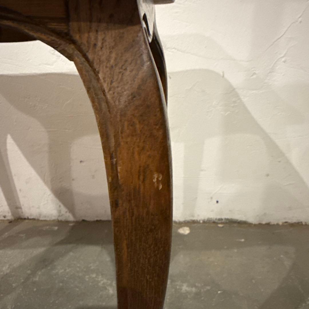 ヴィンテージ　木製サイドテーブル　猫脚　中